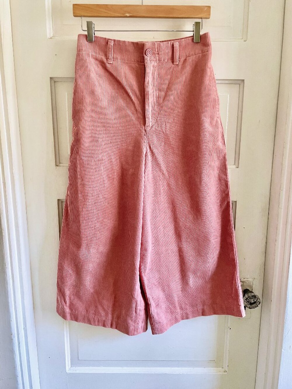 Uniqlo Pink Corduroy Wide Leg Cropped Pants Culottes 4